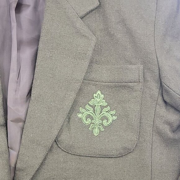 VTG Deadstock Jantzen Classics Olive Green Wool Blazer Embroidered Pocket Size 8 - Picture 2 of 12